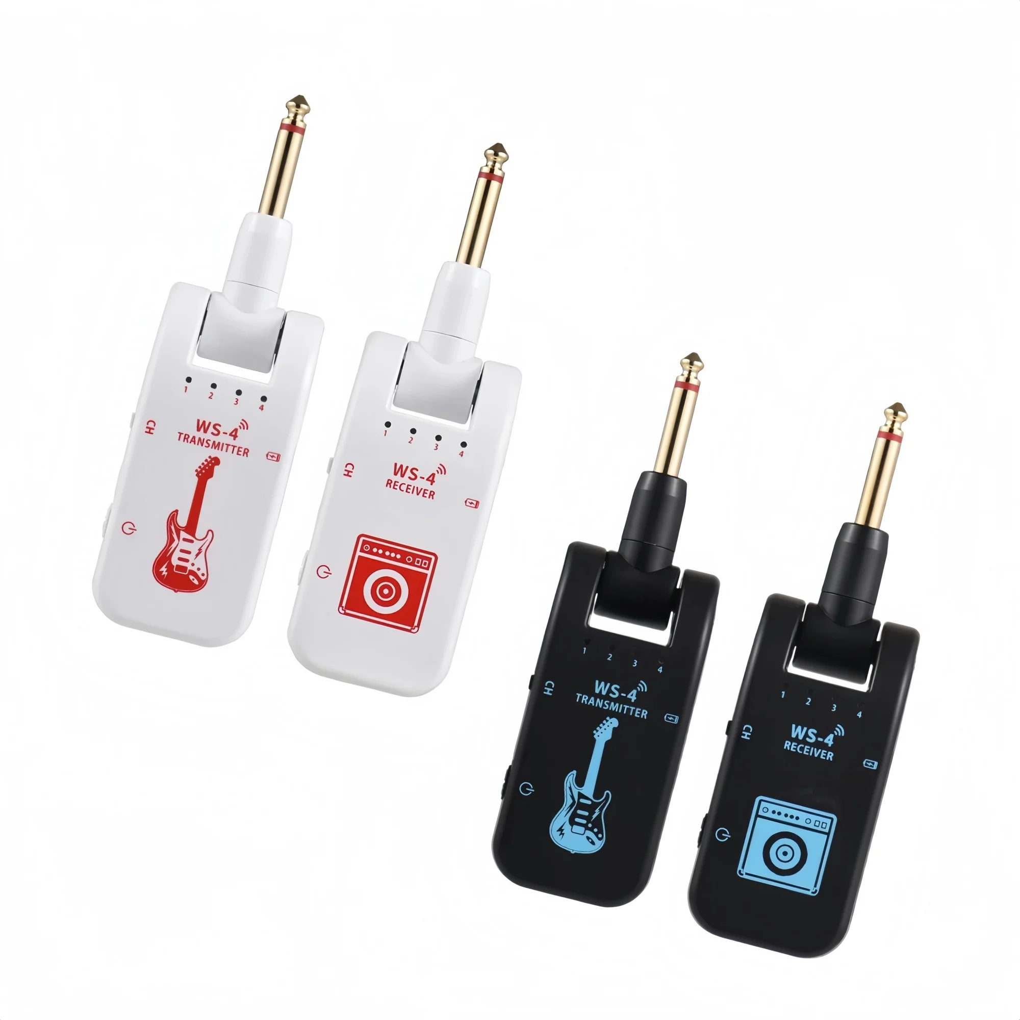 Miwayer WS-4 2.4GHz Wireless Guitar System 8 Channels Rechargeable 48K/16bit Audio for Electric Guitar Bass Keyboard Drums
