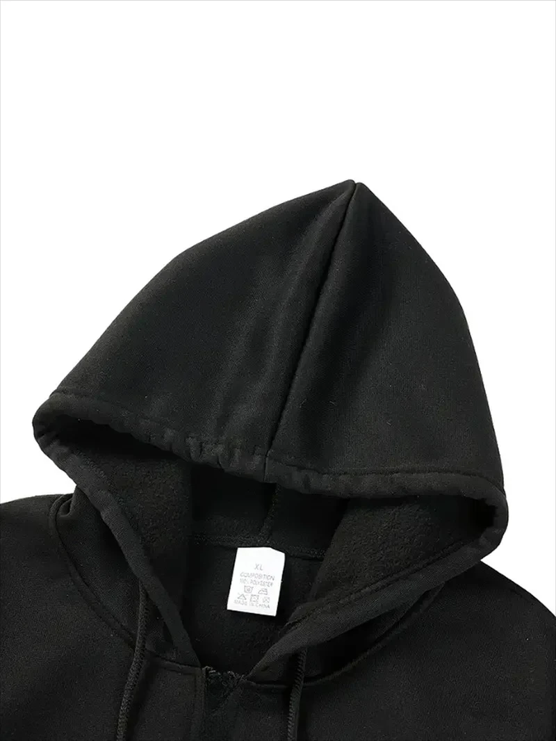 سويت شيرت رجالي بغطاء للرأس، طراز الخريف والشتاء، دافئ ومريح، بتصميم بصمة اليد.