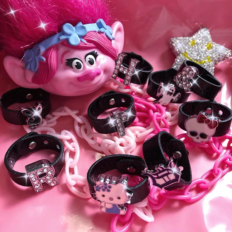 

Sanrio Kawaii Anime Hello Kitty Homemade Y2K Accessories Cute Cartoon Sweet Cool Ring Hottie Ornaments Lovely Gifts for Girls