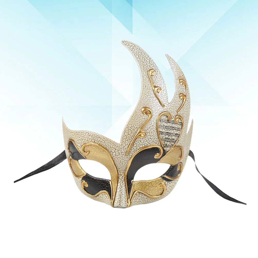 Flame Crack Mask Plastic Half Face Masquerade Adjustable Strap For Costume Party Carnival Ball Men'S