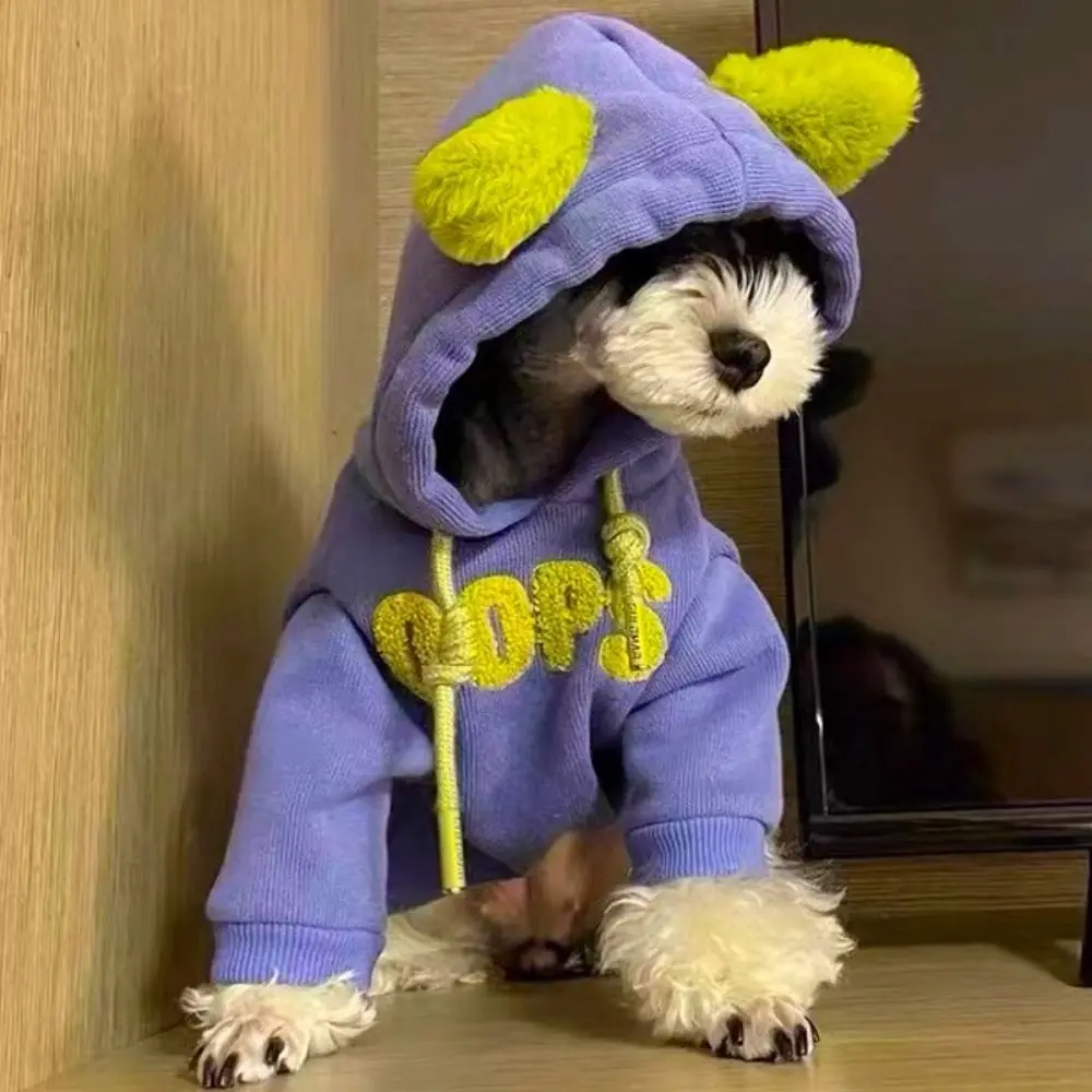 

Letter Print Dog Hooded Sweatshirt Warm Soft Dog Sweatshirt Clothes Adjustable Cotton/Polyester Puppy Jumpsuit for Dogs Cats
