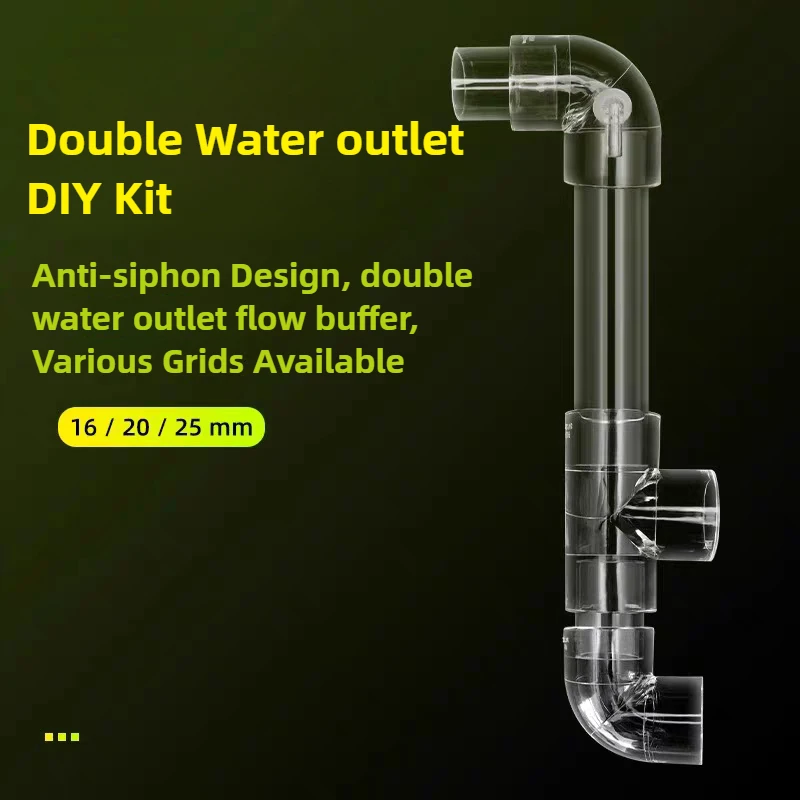 Clear Aquarium Dual Water Outlet Tube Backpack/Bottom/Side Filter Return Pipe fittings Doube Outlet With Anti-Siphon Protecation