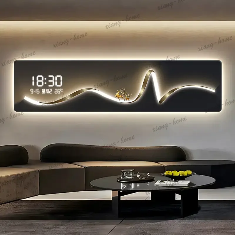 Best Sellers Design Silent Light Plug Aesthetic Wall Clock Digital House Horloge Murale Living Room Decoration Date Luxury Large
