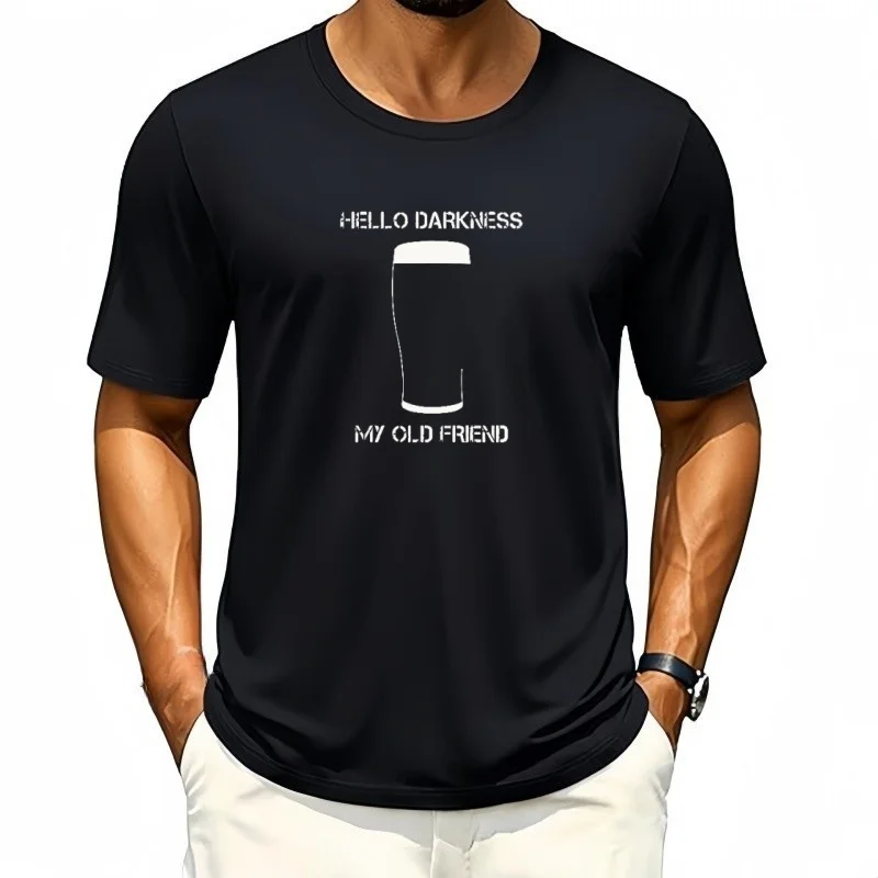 

Мужская футболка «Hello Darkness My Old Friend», возрастное пиво, пиво, хлопок, потрясающие рубашки, футболки с круглым вырезом, одежда с короткими рукавами, подарки