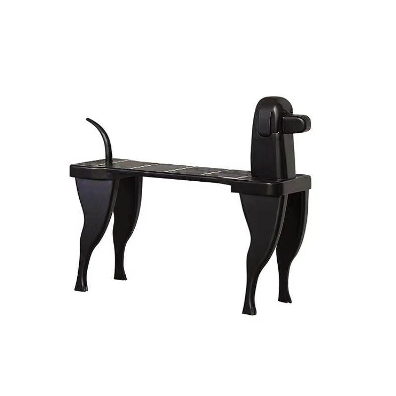 Medieval solid wood dog head stool retro porch chair bench bedside stool ornament dog shoe changing stool