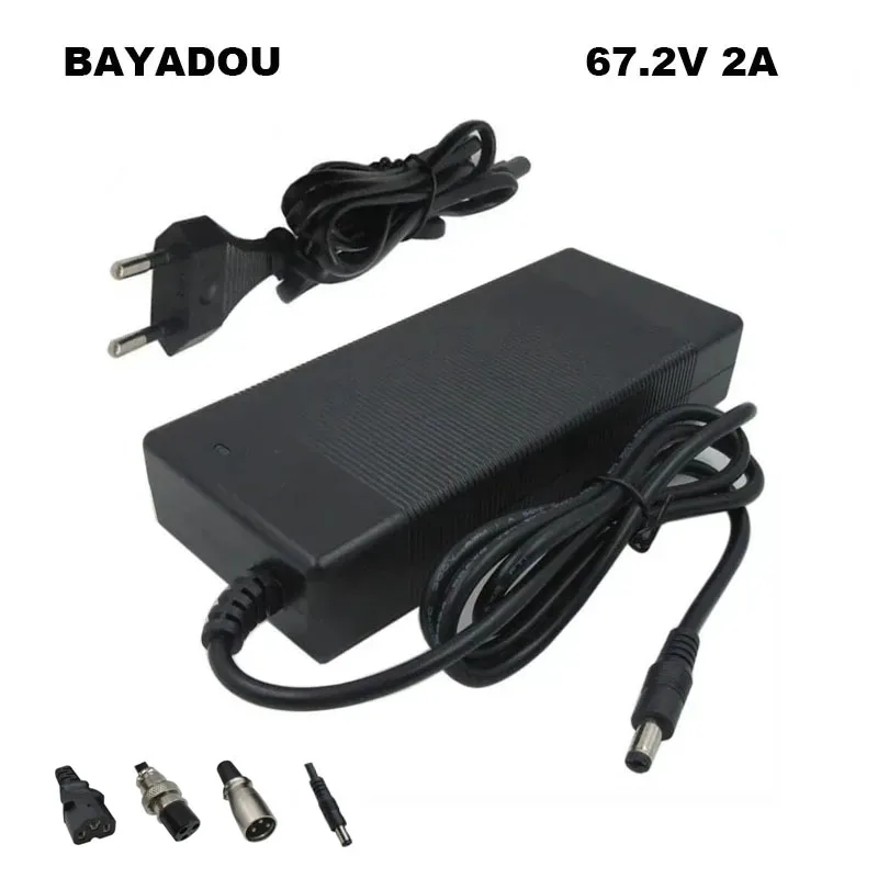 67.2V 2A 60V 16S Lithium Charger 60 V 10AH 15AH 20AH Li-ion 18650 Battery Charger DC 3PIN IEC XLR