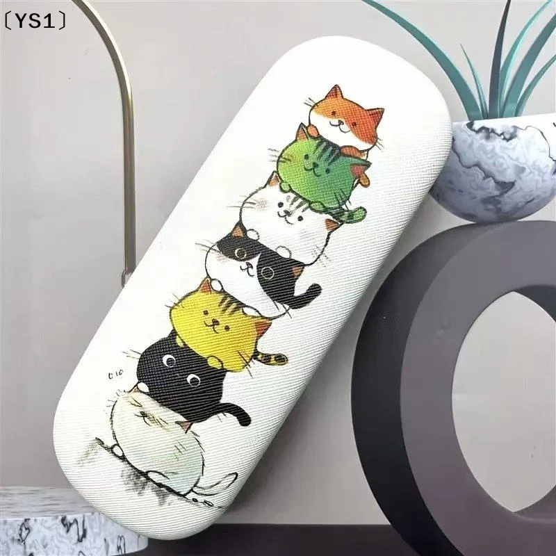〔YS1〕Stylish And Convenient Sunglasses Storage Box Cute Round-Headed Cat-Themed Contact Glasses Case For Storing Prescription