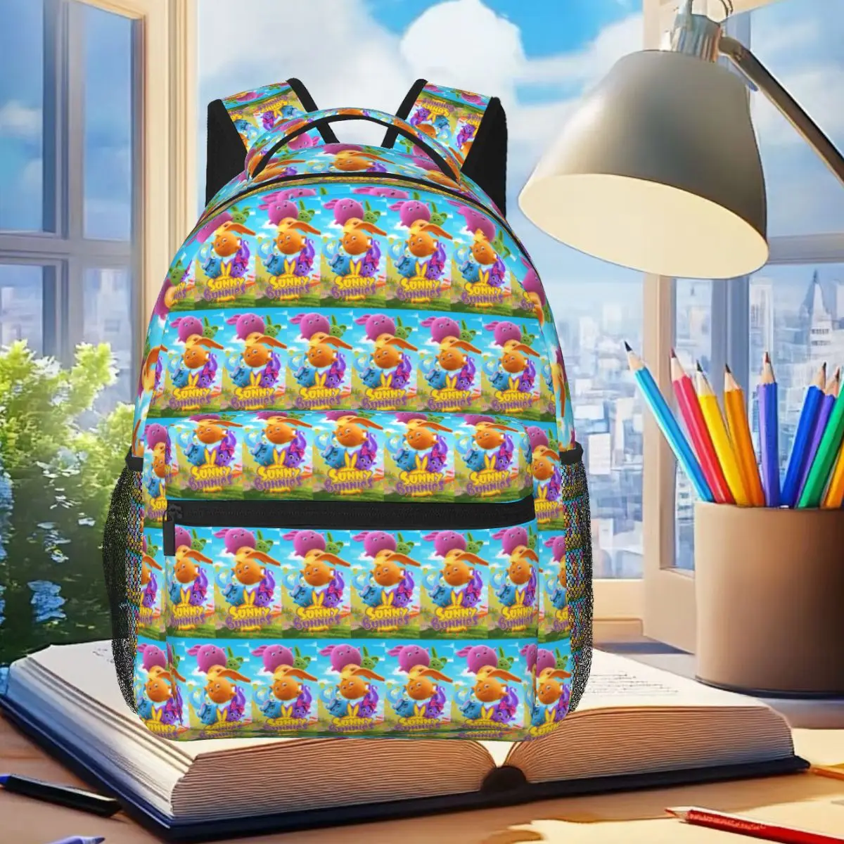 

Sunny Bunnies Anime Cartoon Backpack Student Boys Girls BookBag Children School Bag Computer Shoulder Bags for Men Women