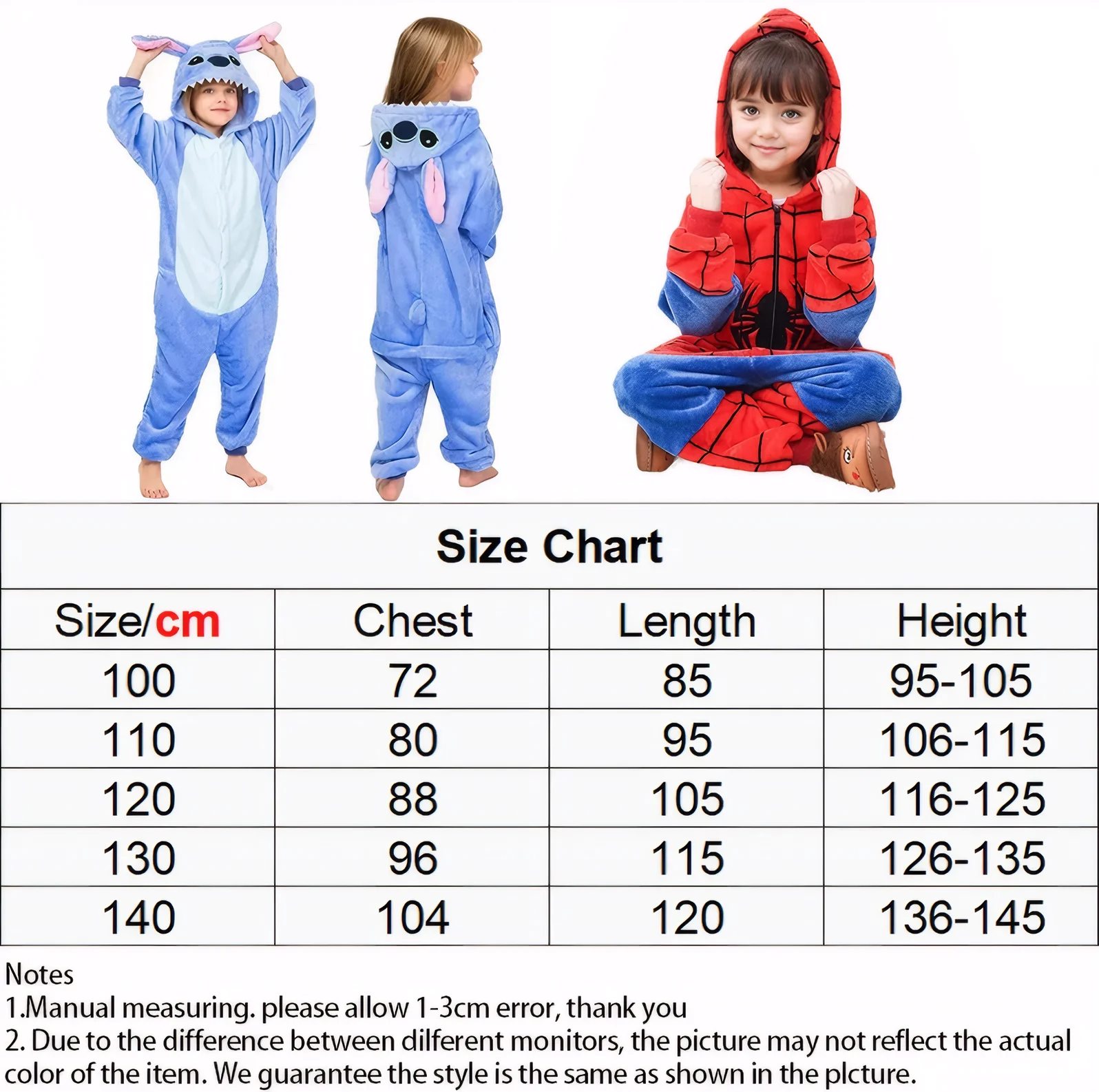 أزياء ليلو ستيتش التأثيرية للأولاد والبنات بيجامات سبايدرمان ملابس شتوية دافئة للأولاد والبنات بيجامات بقلنسوة