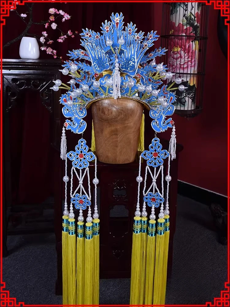 Peking Opera Opera Stage Performance Helmet Hat Drama Wen Ji Gui Han Tsing Yi Headdress Wen Ji Dian Silk Phoenix Crown