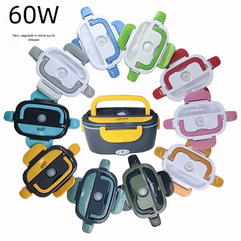 1.5 L 60W Electric Lunch Box Food Warmer Portable Food Heater for Car Or Home - Leak Proof, Lunch Heating Microwave for Truckers