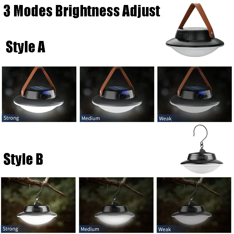 USB Rechargeable LED Camping Light Solar Powered Outdoor Portable Lamp Camping Torch Emergency Lamp for Outdoor Camping Lighting