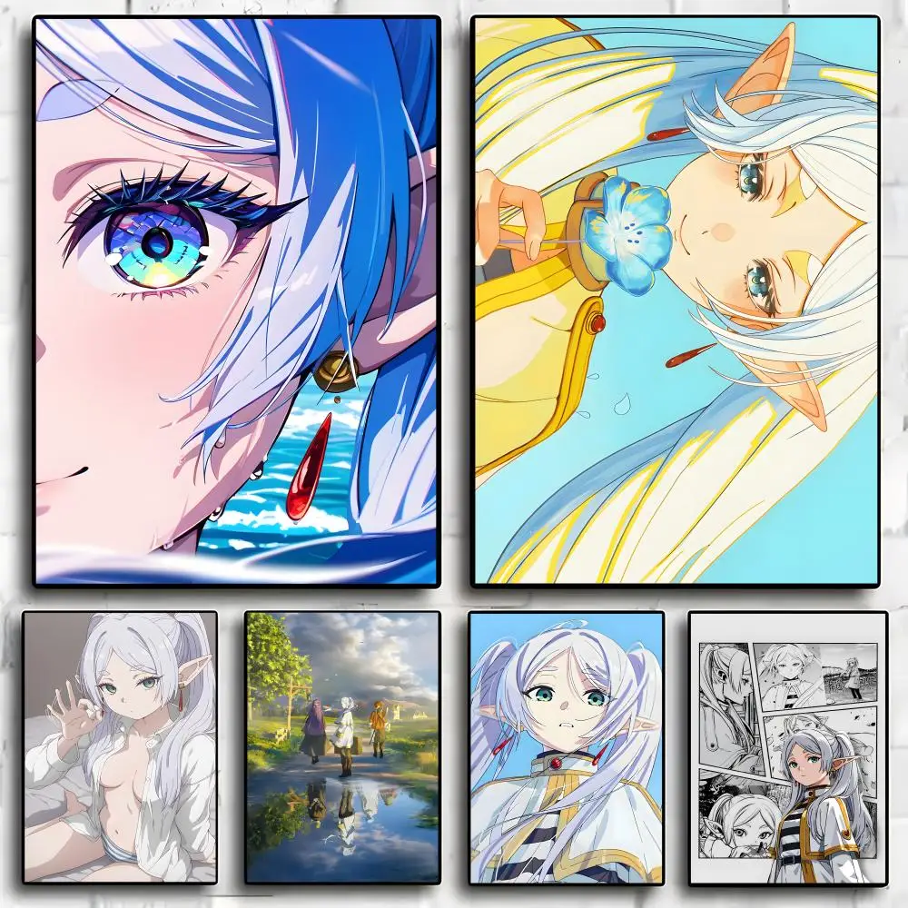 Frieren Anime Hot Painting Calligraphy Exhibition poster photo oil painting canvas synthetic fiber for living dining room