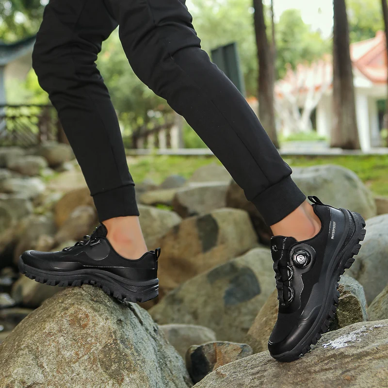 Hot Selling Men'S Plus Size Hiking Shoes Comfortable Rotating Buckle Hiking Shoes Outdoor Waterproof And Anti Slip Sports Shoes