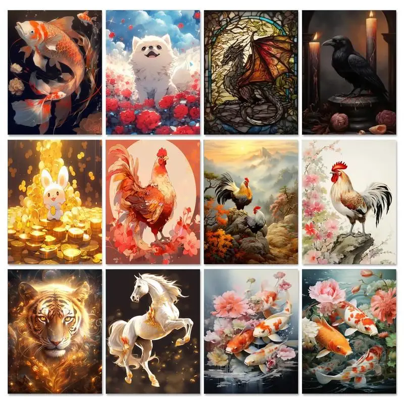 

GATYZTORY Coloring By Numbers Animals Picture for Acrylic Paint Handmade Painting For Living Room Decor Wall Art Adults Crafts