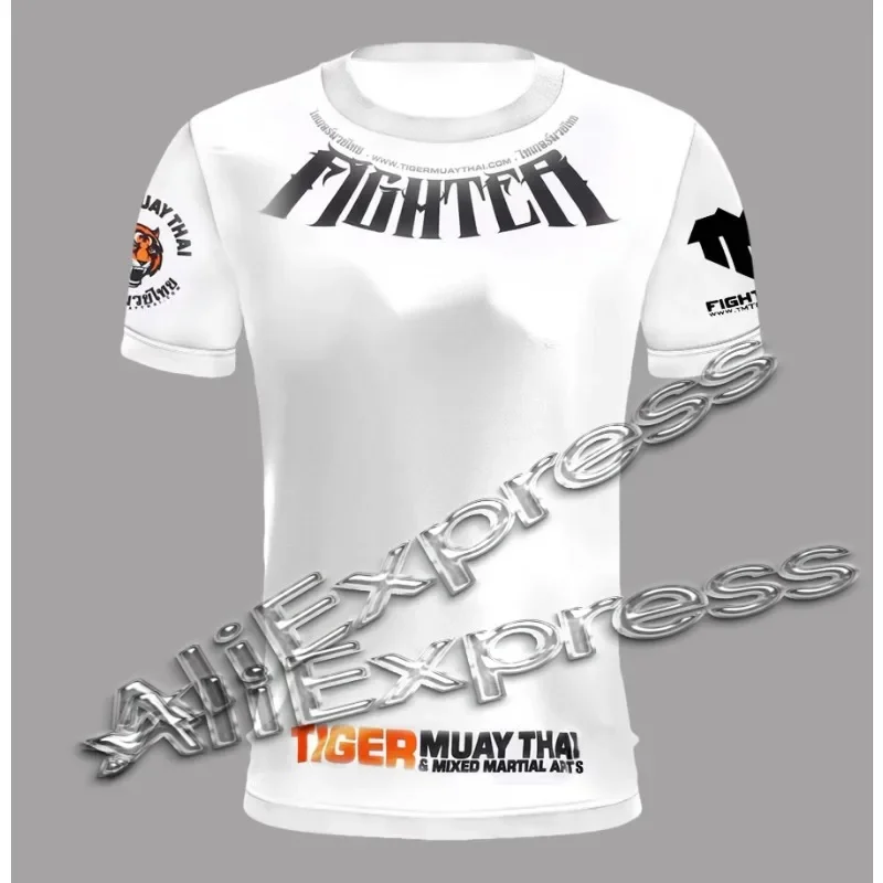 تي شيرت MMA Thai Tiger بأكمام قصيرة، سريع الجفاف وجيد التهوية، قميص تدريب فنون الدفاع عن النفس في صالة الألعاب الرياضية للياقة البدنية في الصيف #2