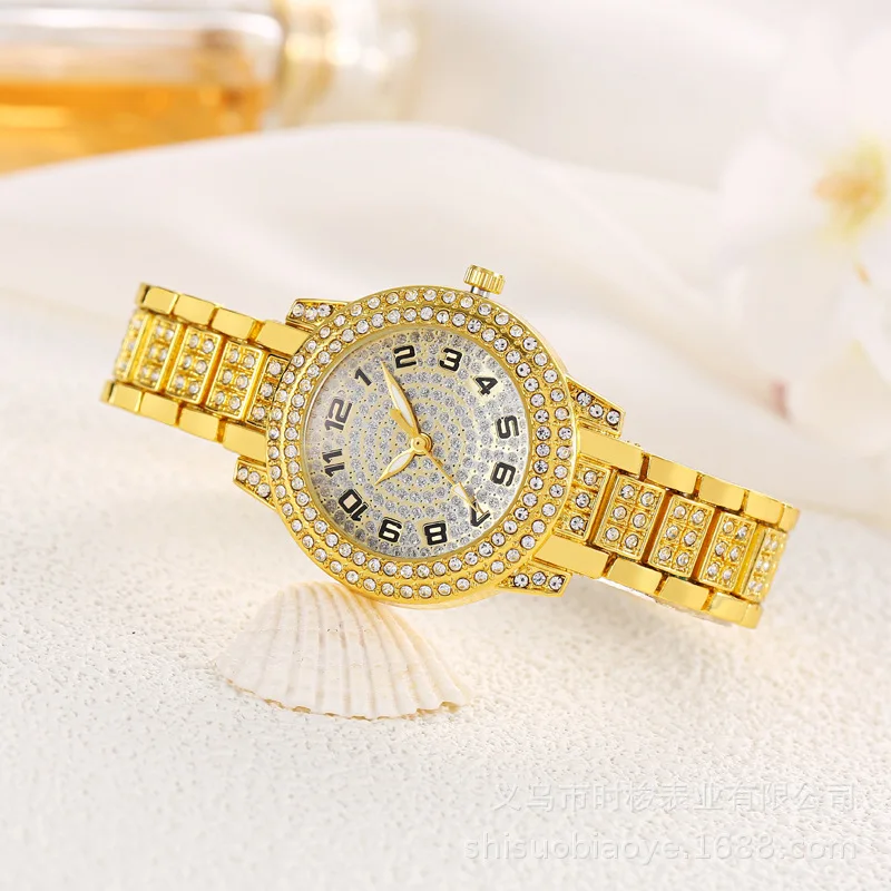 フルダイヤモンドデジタルリテラルスチールウォッチ星がいっぱい気質ビジネスクォーツ時計ヒップホップスタイルフルダイヤモンドウォッチ