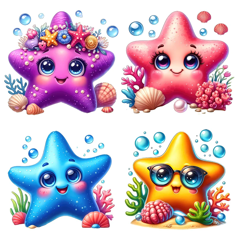Three Ratels CD207 Cute colorful starfish box stickers for home decoration funny toilet decals