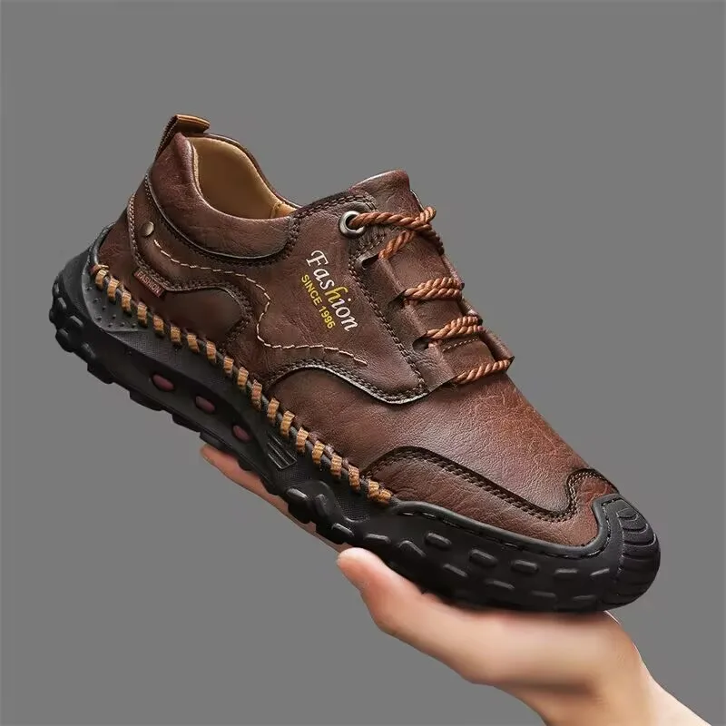 

New Genuine Leather Mens Casual Shoes Fashion Lace Up Business Oxford Shoes for Men Outdoor Walking Sport Shoes Tennis Masculino