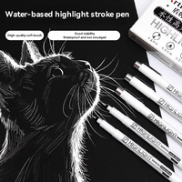 1/12Pcs Highlight White Manga Marker Pens Set Permanent Ink Scrapbook Pen Soft Brush Waterproof Painting Drawings Pen Supplies