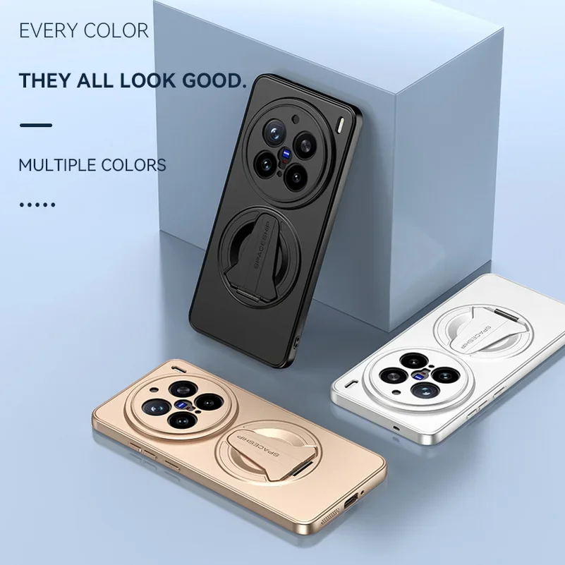 

For VIVO X200 Ultra X200 Pro Metallic Paint Magnetic Bracket Case For VIVO X100 Pro X100S Wireless Charging Holder Hard Cover