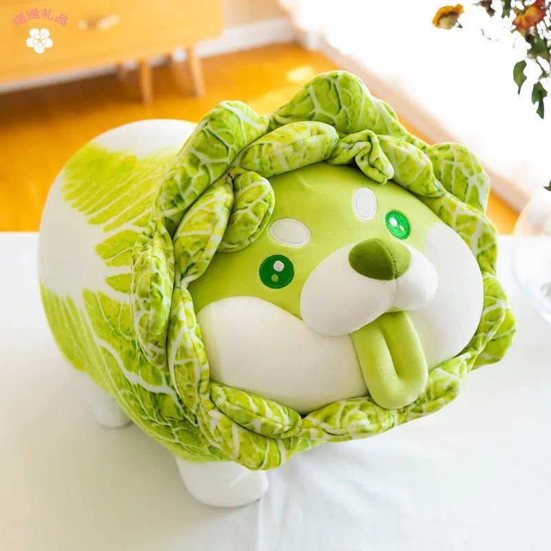 26CM Cabbage Shiba Inu Dog Cute Vegetable Fairy Anime Plush Toy Fluffy Stuffed Plant Soft Doll Kawaii Pillow Baby Kids Toys Gift