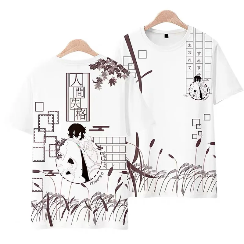 Bungo Stray Dogs Dazai Osamu No Longer Human 3d T-shirt Anime Men Women T Shirts Tops O-neck Short Sleeve T-shirts Tee Shirt 4XL