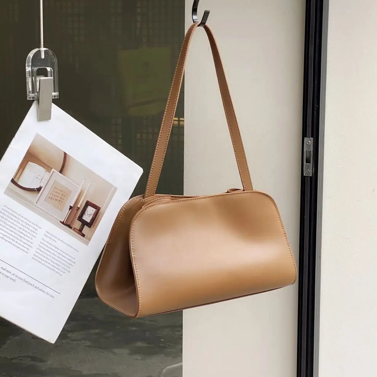 

Genuine Cow Leather Women's Shoulder Chocolate Bags Luxury Designer Brand Ladeis Black Handbags Female Brown Underarm Bags Beige