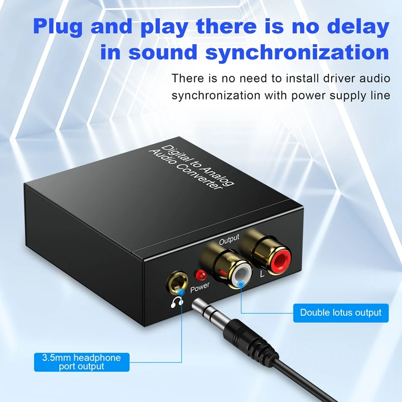 Portable 3.5Mm Jack Coaxial Optical Fiber Digital To Analog Audio AUX RCA L/R Converter Digital Audio Decoder Amplifier