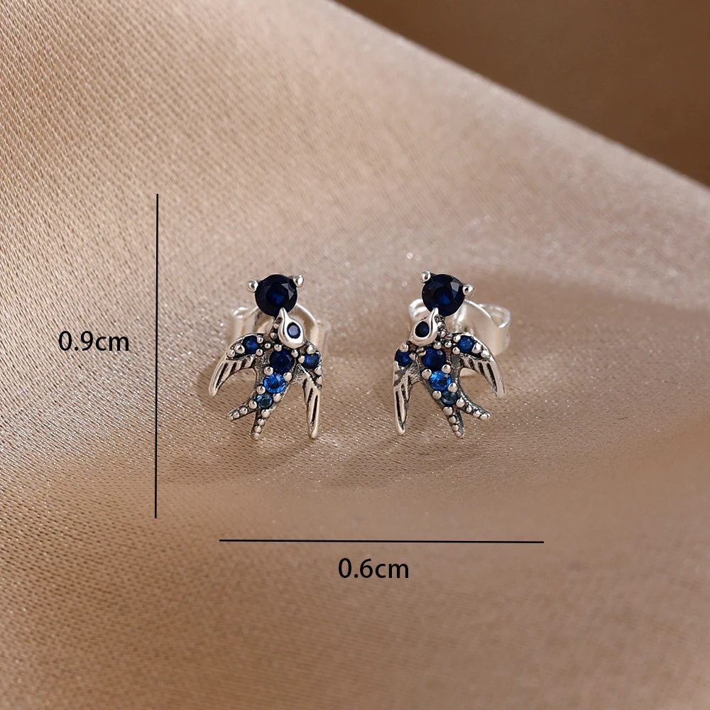 Trendy 925 Sterling Silver Stud Earrings Shining Zircon Inlaid HeartStar Arrow Earrings Daily Wear Jewelry for Women