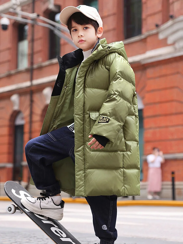 

OLEKID 2024 Winter Children Down Jacket For Boys Thick Warm Waterproof Long Teenage Boy Outwear Coat 5-16 Years Kids Parka