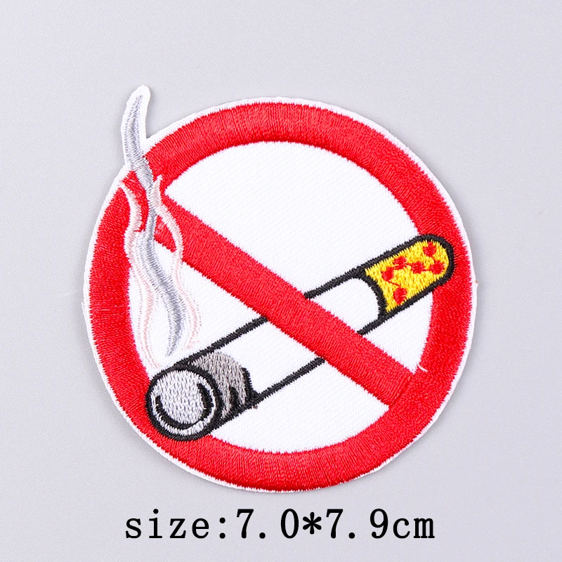 Prohibition Sign Patch Danger Warning Patch Iron On Embroidery Patches For Clothing Thermoadhesive Patches On Clothes Stickers