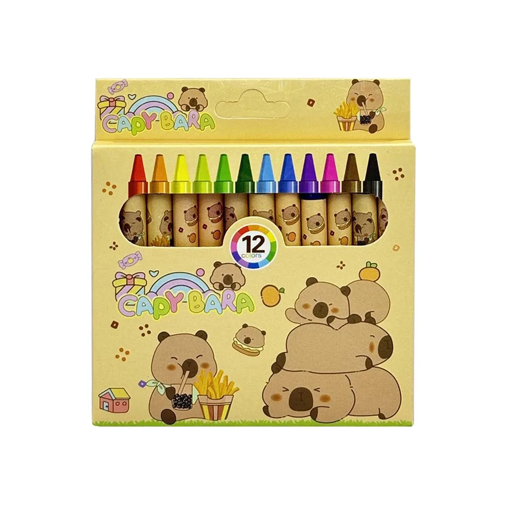 

12Pcs Kawaii Capybara Crayon Anime Twelve Colors Student Graffiti Pen Cartoon Painting Pen Stationery Gifts