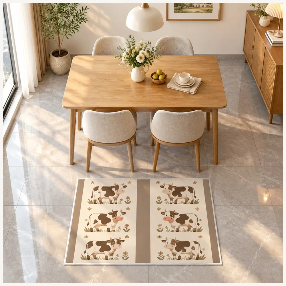VIKAMA Cute Animal Cream Brown Calf Flannel Door Mat, Thickened Memory Foam Mat, Home Decor for Cloakroom, Hallway, Front Door