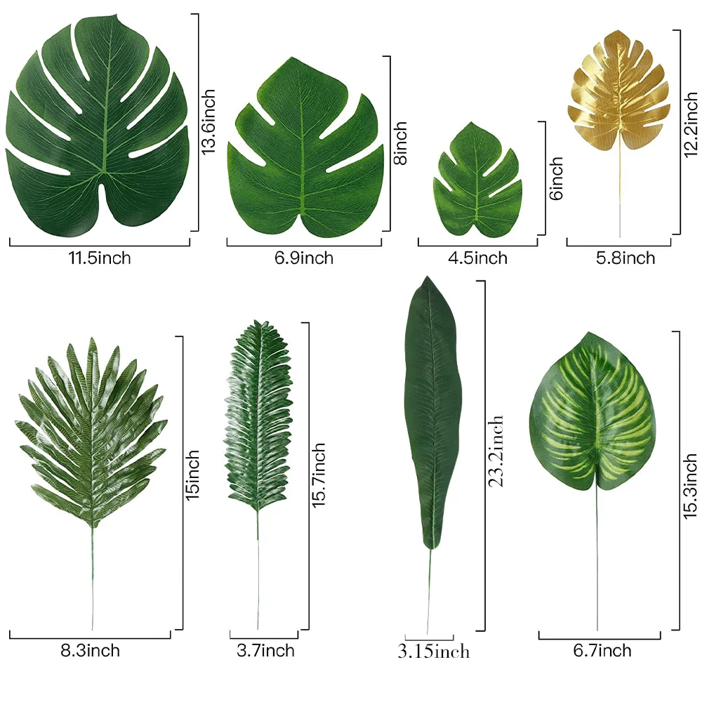 Foglie tropicali di palma artificiale foglie di Monstera Safari Jungle Leaf per la festa hawaiana Beach Table Wedding Shower Birthday Decor