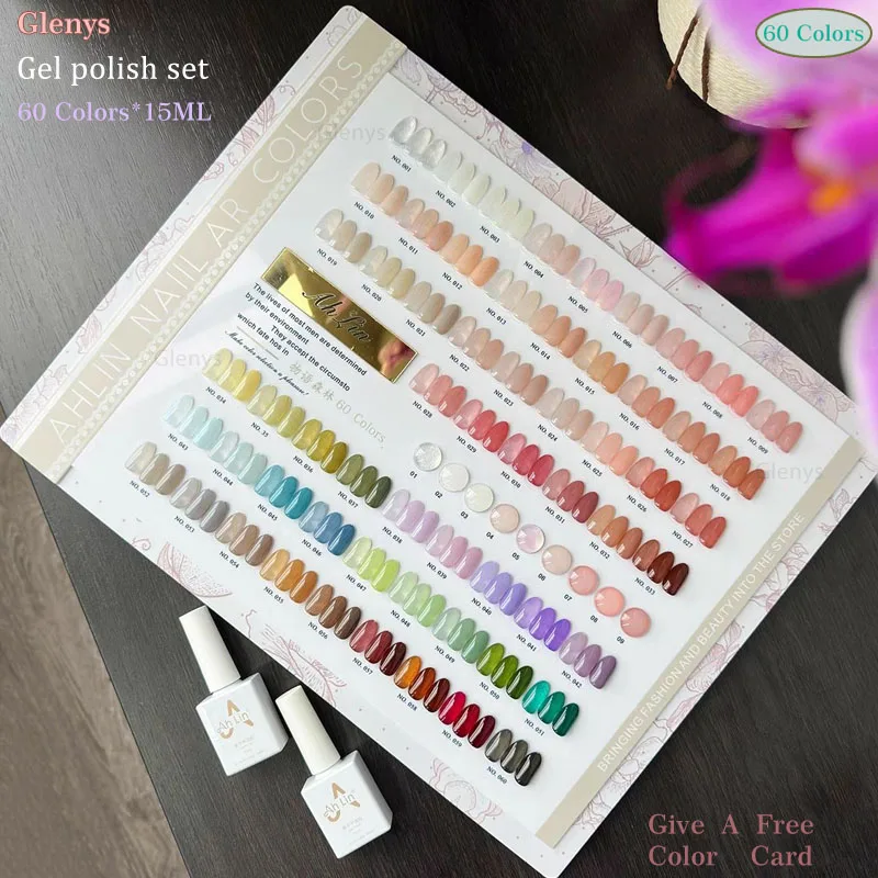Glenys 60 Stück * 15 ml wasserbefeuchteter, eisdurchlässiger Nagellack, Gel-Netz, rot, beliebte Farbkarte, einweichendes Gel-Nagellack-Set