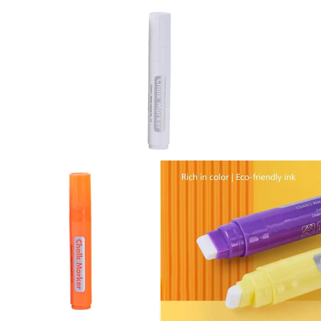  Colored Liquid Chalk Pen With 15mm Flat Square Tip Erasable Liquid Chalk Marker For Glass Window Blackboard Acrylic Sign