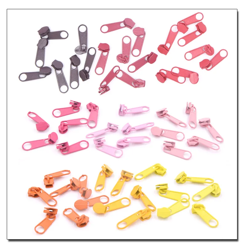 100pcs/300pcs Assorted Metal Zipper Slider For Nylon Zipper 3#,  Multicolor 3# Nylon Zipper Puller, DIY sewing Kits Zipper Kits