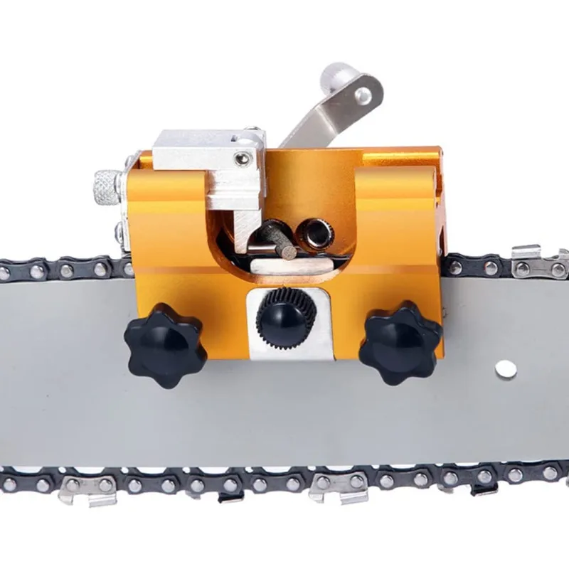 Hand Crank Chainsaw Sharpener Portable Saw Chain Grinding Tool Aluminum Fixture with Grindstones for Electric & Gas Chainsaw