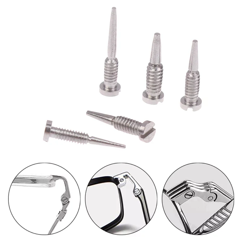 100Pcs Glasses Spring Hinge Screws Pointed End Self Aligning Eyewear Repair Accessories