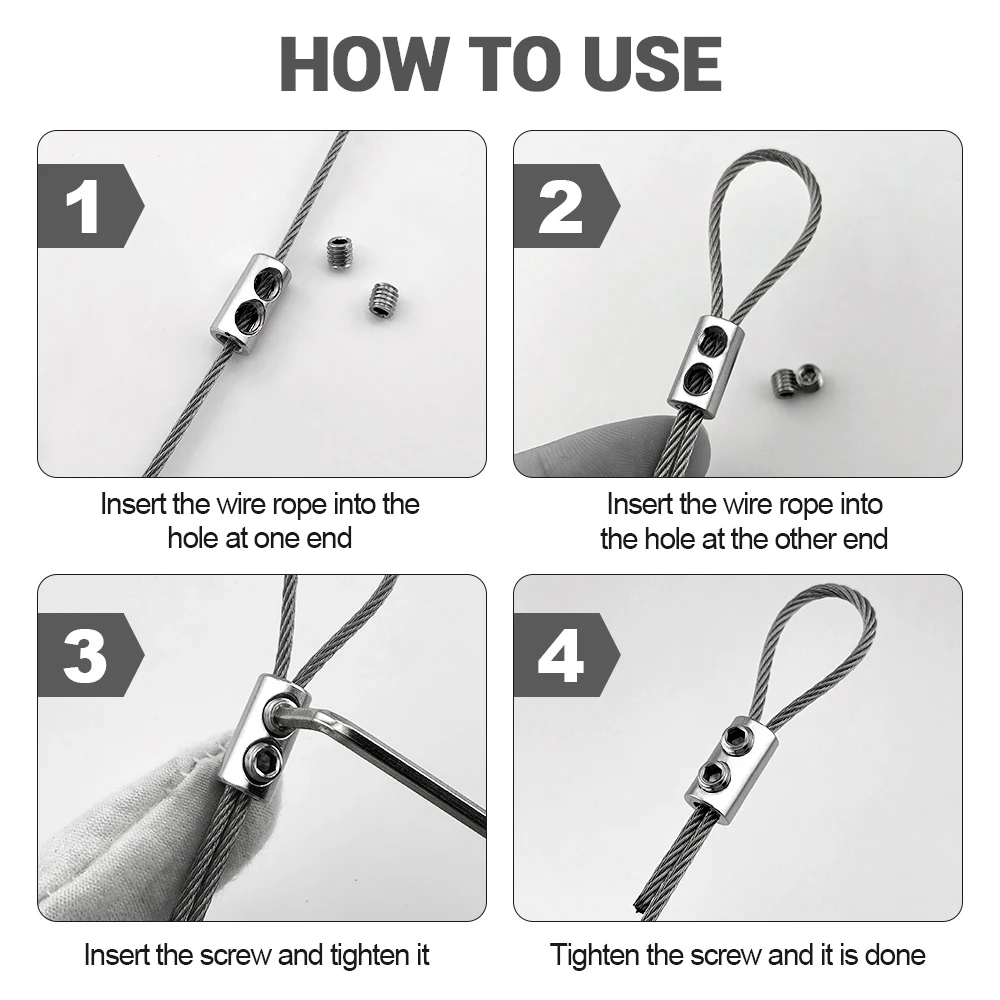 304 Stainless Steel Wire Rope Sling Kit Adjustable Lock Hook 1.5-4mm Cable for Lifting Picture Frame Billboard & Light Hanging