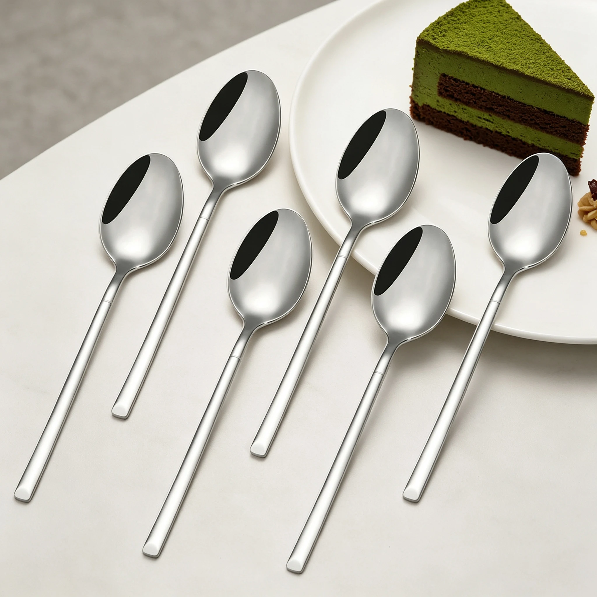 4/6/12 Pieces Stirring Teaspoons Coffee Spoon Set Stainless Steel Cake Dessert Spoon Cutlery Set For Home Party Sliver Tableware
