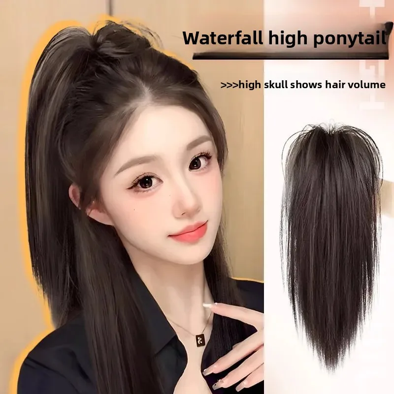 شعر طويل أنثى شعر مستعار ذيل كليب نافورة حظيرة الدجاج رئيس ضوء عالية ذيل حصان شعر مستعار للنساء ذيل الألياف الآسيوية