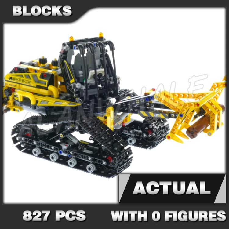 

827pcs 2in1 Technical Tracked Loader Dumper Working Boom Claw Winch Tracks 11300 Building Block Set Compatible with Model