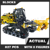 827pcs 2in1 Technical Tracked Loader Dumper Working Boom Claw Winch Tracks 11300 Building Block Set Compatible with Model