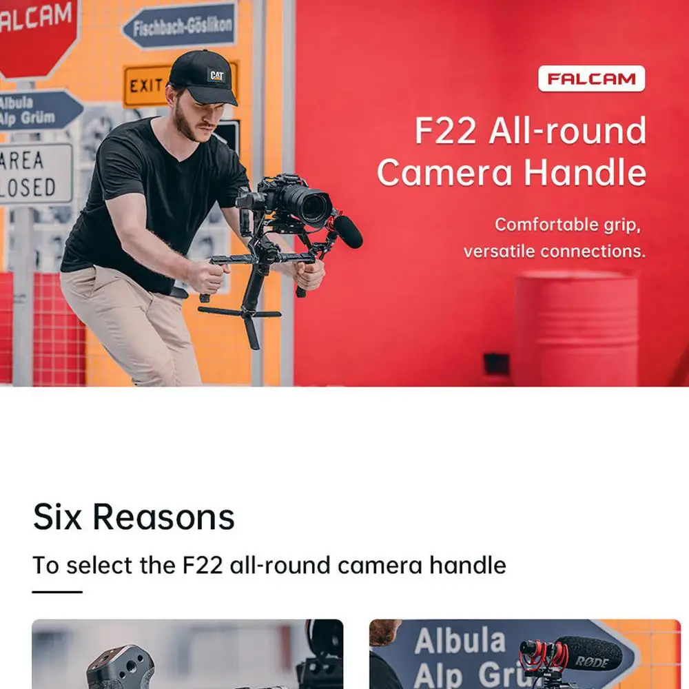 FALCAM F22 قبضة يد سريعة الإصدار مقبض كاميرا شامل مع فتحة ملولبة 1/4 فتحة تحديد المواقع ARRl لمثبت Gimbal