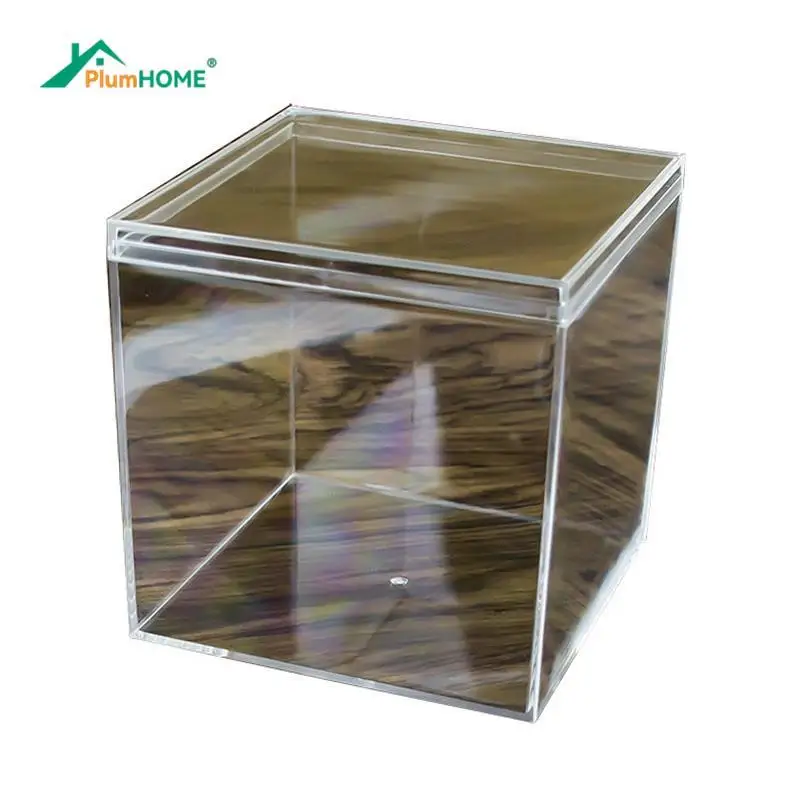 1Pc Transparent Acrylic Boxes With Cover Plastic Organizer Small Gift Square Packing Box Food Candy Storage Container For Home