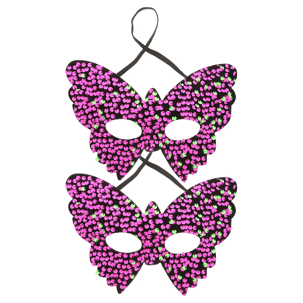 

2pcs Butterfly Masquerade Mask Sequin Venetian Half Face Mask Elastic Halloween Prom Carnival Costume Party Pink Steampunk Mardi
