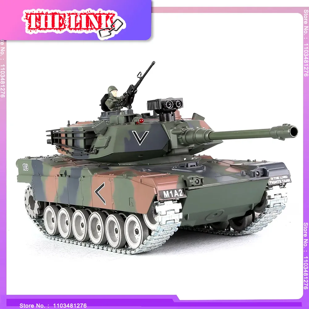 

M1A2 1:18 Scale RC Tank Model Toys with Smoke, Light and Sound Military RC Tank for Adult and Kid That Shoots BBS and Water Bomb