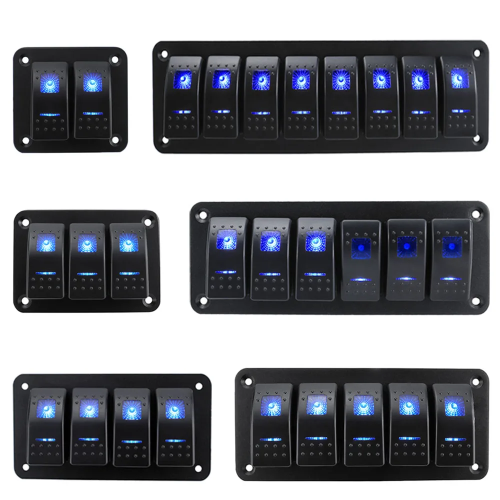 3-group 4-group 5-group 6-group 8-group rocker switch panel 5-pin, For 12V/24V cars,ships,ATV,trailers rocker switch panels